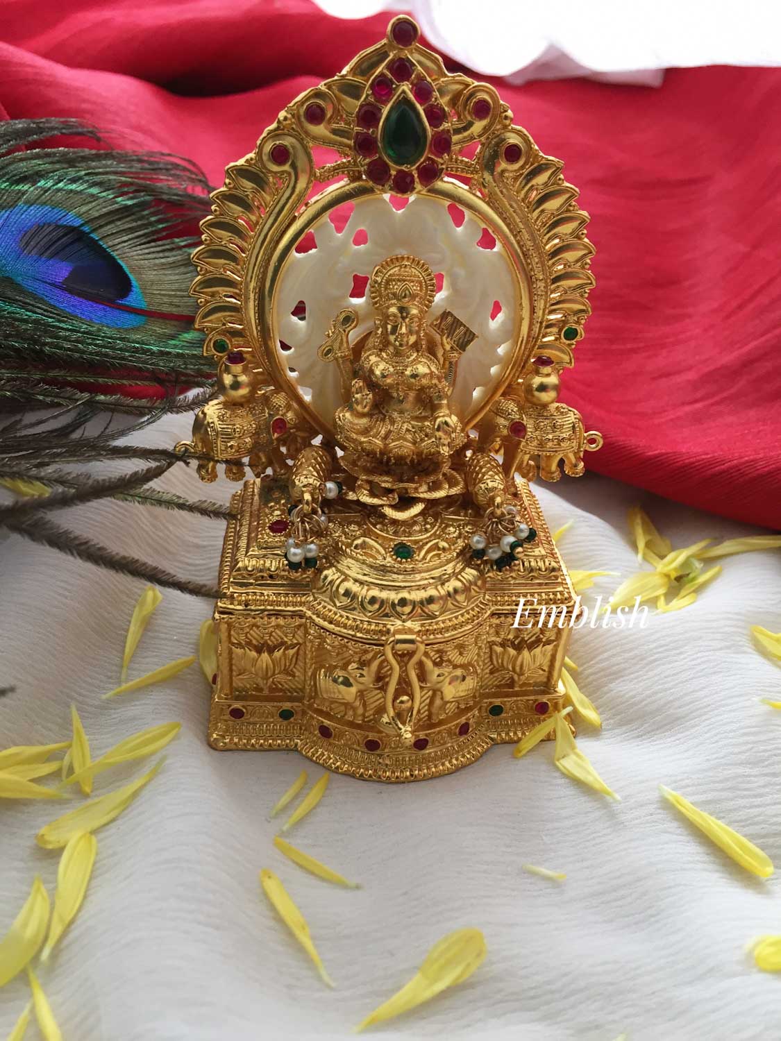 Gold alike Grand Lakshmi with Haatti Marble Kumkum box